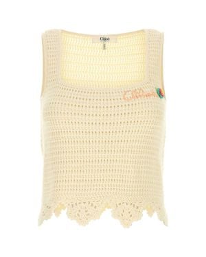 Chloé Chic Cream Crochet Mini Top - Natural