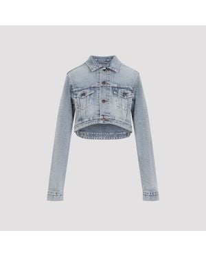 Balenciaga Cropped Cotton Jacket - Blue