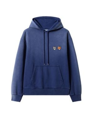 Maison Kitsuné Faded Double Fox Head Comfort Hoodie - Blue