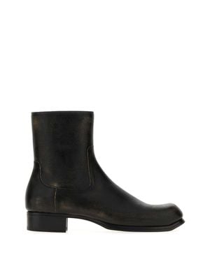 Maison Margiela Leather Float Ankle Boots - Black