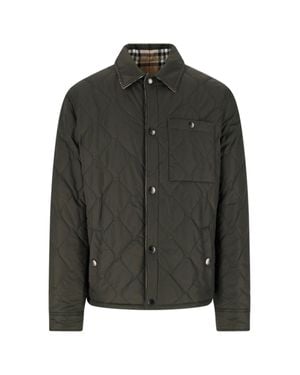Burberry Quilted Button-Up Shirt Jacket - Black