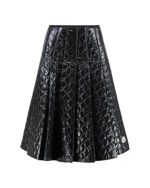 Moncler Gonna Midi Padded With Quilted Checkered Pattern - Black