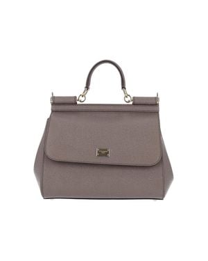 Dolce & Gabbana Leather Top Handle Satchel - Gray