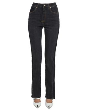 McQueen Wide Leg Cotton Denim Jeans - Black