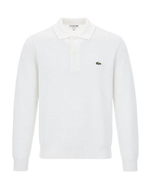 Lacoste Classic Fit Long Sleeve Piqué Polo Shirt - White
