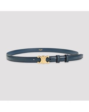Celine Triomphe Lizard Leather Belt - Blue