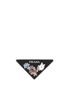 Prada Printed Metal Pin - White