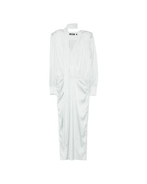 ROTATE BIRGER CHRISTENSEN Long-Sleeved Midi Dress With Scarf Tail And V-Neck - White