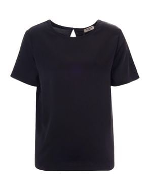 Max Mara Short Sleeve Blouse With Back Keyhole - Black