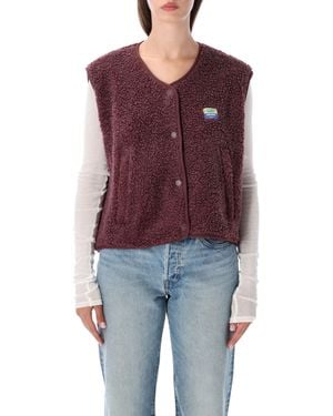 American Vintage Sherpa Snap-Front Vest - Red