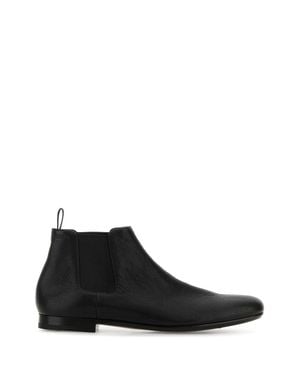 Prada Leather Ankle Boots - Black