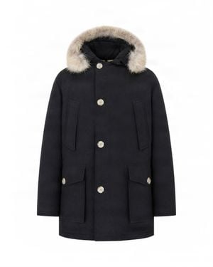 Woolrich Hooded Fur-Trim Parka Coat - Blue