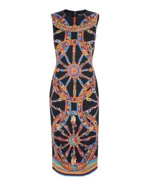 Dolce & Gabbana Sleeveless Satin Dress With All-Over Carretto Print - White