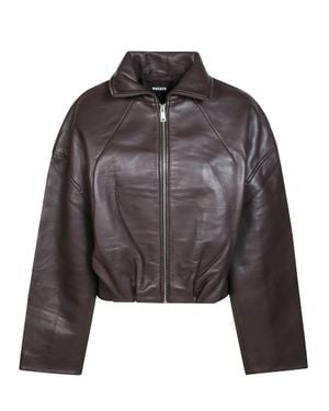 ROTATE BIRGER CHRISTENSEN Bonded Leather Jacket - Gray