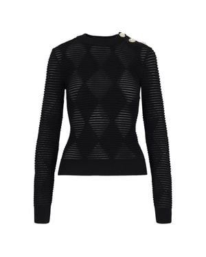 Balmain Viscose Blend Knit Sweater For - Black