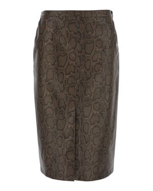 Twinset Tech Fabric Python Print Straight-Hem Skirt For - Brown