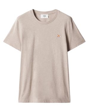 Maison Kitsuné Fox Embroidered Cotton T-Shirt - Natural