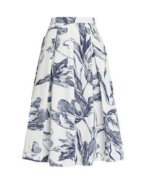 Erdem Floral Print Pleated Midi Skirt - White