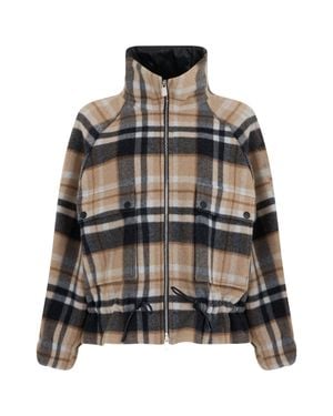 Pinko Checkered High-Collar Wool Jacket - Black
