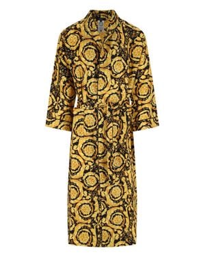 Versace Printed Silk-Blend Robe - Metallic
