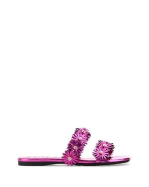 Loewe Fuchsia Leather Paula S Ibiza Slippers - Pink