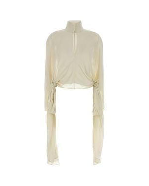 Alaïa Cream Crepe Blouse - White