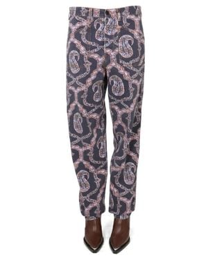 Etro Cotton Paisley Denim Pants - Blue