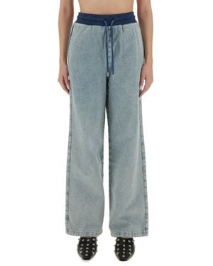 Moschino Wide-Leg Denim Jeans With Drawstring Waistband - Blue