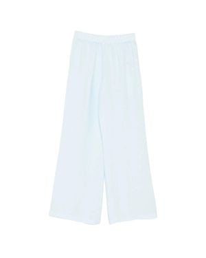 120% Lino Linen Pants With Drawstring Waist - White