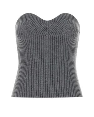 Jil Sander No-Remove Brand. Remove Color. Wool Blend Bodice Top - Gray