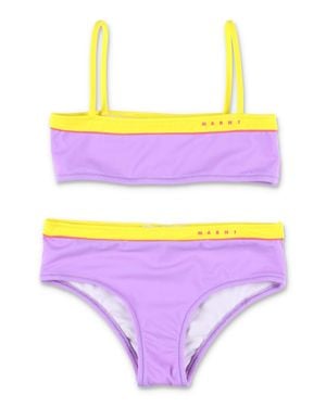 Marni Girls' Stretch Fabric Bikini With Slim Straps - Purple