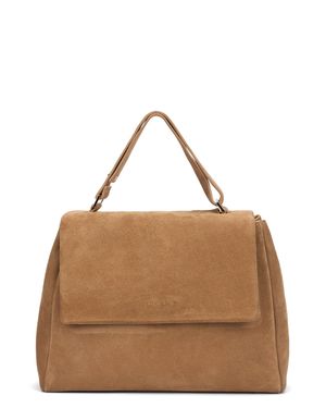 Orciani Sveva Mini Suede Sling Handbag With Front Flap - Brown