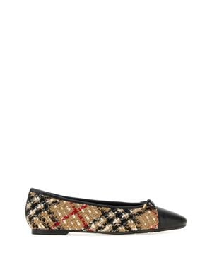 Burberry Embroidered Tweed Ballerinas - White