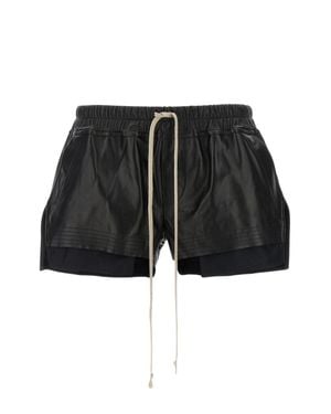 Rick Owens Leather Drawstring Shorts - Black