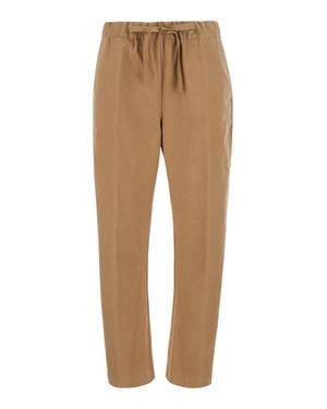 Semicouture Buddy Elastic Drawstring Waist Pants - Natural