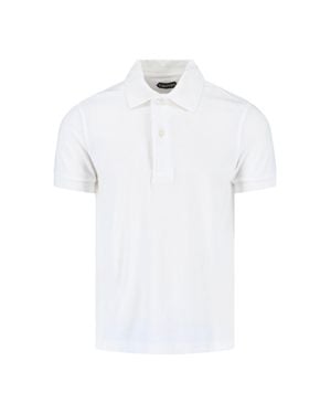 Tom Ford Lightweight Knit Polo Shirt With Mother-Of-Pearl Buttons - White