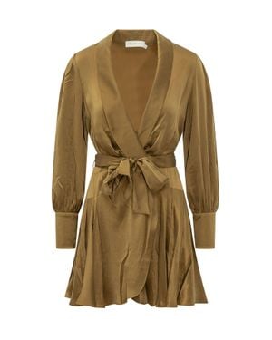 Zimmermann Silk Wrap Mini Dress - Green