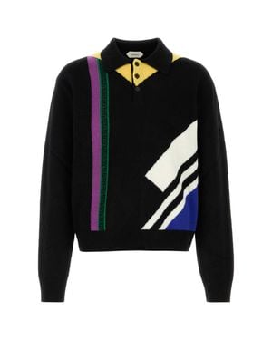 Versace Futurist Intarsia Knit Sweater For - Black
