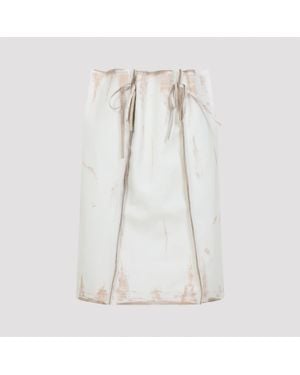Prada Calf Leather Midi Skirt - White