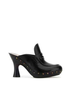 Burberry Leather Mules - Black