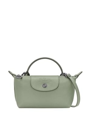 Longchamp Le Pliage Xtra Leather Mini Tote Bag With Embossed Logo, Magnetic Front Closure & Removable Strap - Green