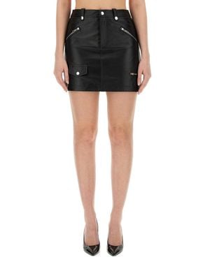 Moschino Skinny Fit Mini Skirt With Zippered Pockets - Black