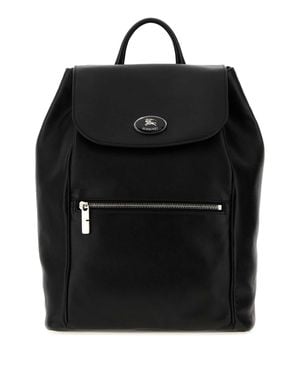 Burberry Mini Lambskin Enamel Detail Backpack - Black