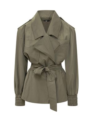 Mom's Pants Mini Jacket Short With Belt - Green