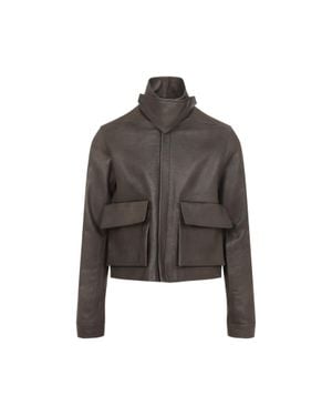 Rick Owens Alice Tower Calf Leather Jacket - Brown
