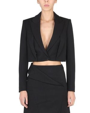 McQueen Mini Cropped Double Revers Jacket - Black