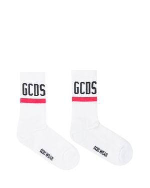 Gcds Cozy Logo Socks With Stripe - White