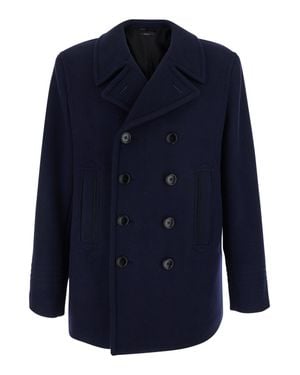 Tom Ford Double-Breasted Jacket With Notched Revers - Blue