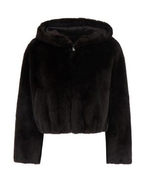 Pinko Eco-Fur Hooded Faux-Fur Zip Jacket For - Black