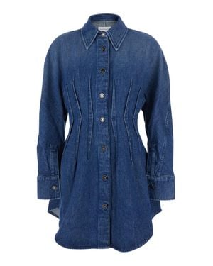Givenchy Dress With Pointed Collar And Slightly Structured Waist - Blue